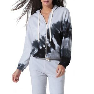 Electric & Rose Westside Zip Hoodie Tie Dye Grey Black White Size Small